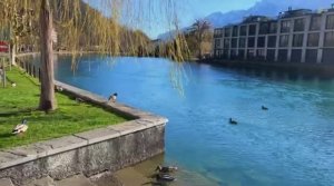 Интерлакен, Швейцария. Прогулка по самому красивому швейцарскому городу в солнечный зимний день