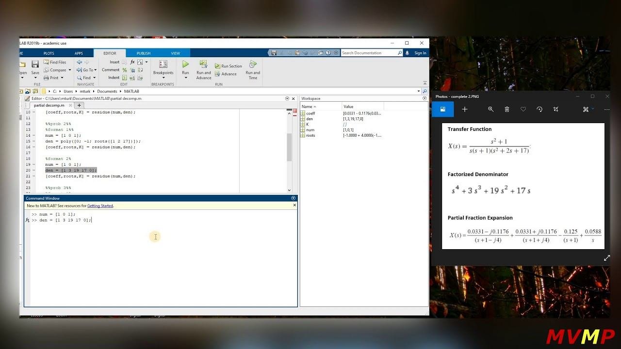 MATLAB Code- Partial Fraction Expansion/Decomposition