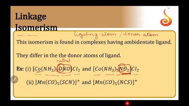 PU 2 | Chemistry | Coordination Compounds | Lecture 03 | Slide 18 | Linkage Isomerism