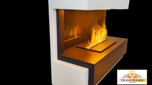 Каминокомплект Cube (белый с черным) с очагом Cassette 500 от Grand Kamin