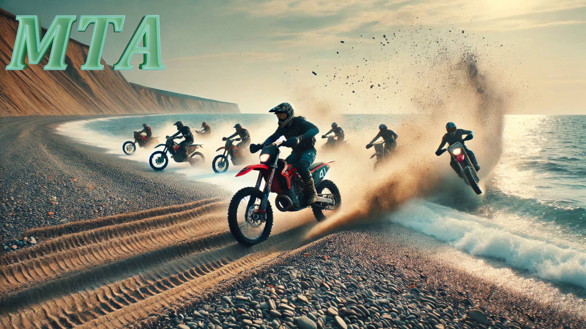 Кроссовые мотоциклы на берегу моря: Гравий море и адреналин! 