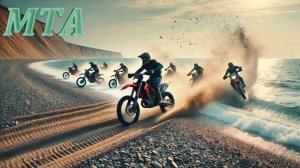 Кроссовые мотоциклы на берегу моря: Гравий, море и адреналин! 🏍️🌊