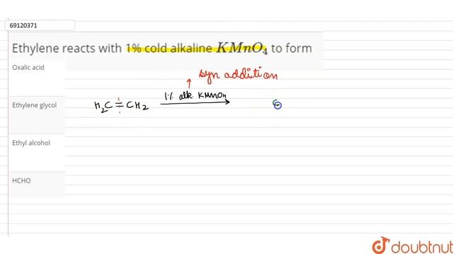 Ethylene reacts with 1% cold alkaline `KMnO_(4)` to form смотреть онлайн