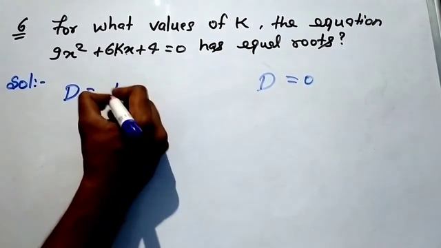 what is for what value of k the equation 9x²+6kx+4=0 has equal roots | Edulover