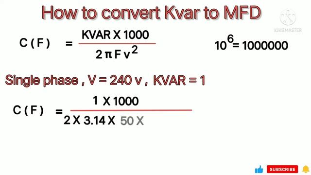 Kvar to farad Conversion | Kvar to Mfd calculation in 1 & 3 Phase | Kvar to Mfd Formula |