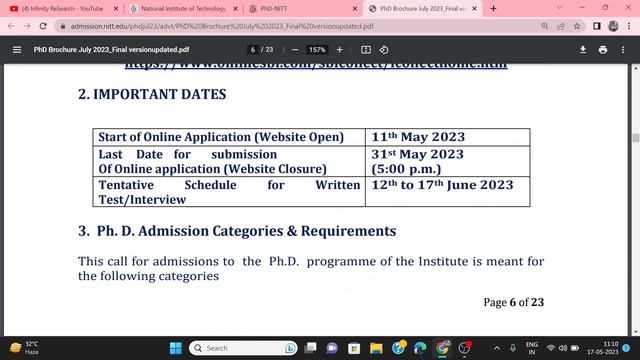 NIT Trichy PhD Admission 2023 || PhD Admission 2023