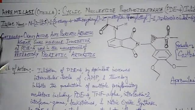 Apremilast/ Otezla: Orally active PFE-4 inhibitor for Refractory Psoriatic Arthritis. Keeps c-AMP. смотреть онлайн