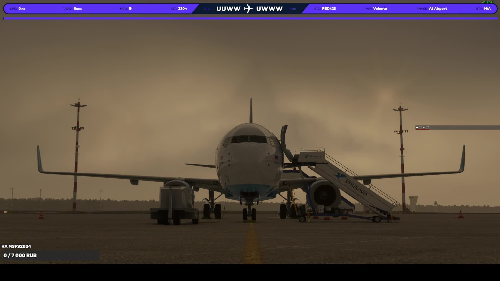 MSFS 2020 PMDG 737-800, PBD423, Vatsim, Moscow(UUWW) - Samara(UWWW)