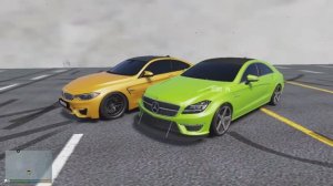 Mercedes CLS 63 AMG vs BMW M4 F82 cедан против купешки дрег гонка в GTA 5,