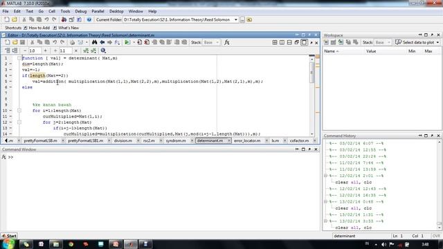 Decoding Reed Solomon Matlab