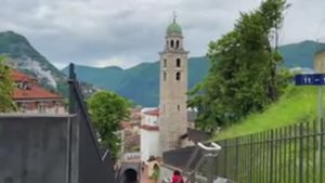 Лугано, Швейцария. Прогулка в дождливый день. Красивый швейцарский город. Сказочный город