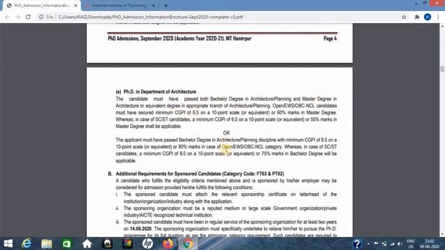 PHD ADMISSION IN NIT 2020 | 2021 | many department | last date 14th sept