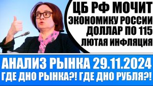 Анализ рынка 29.11 / Лютая инфляция России / Доллар 115 / Обвал акций / Цб Рф запустил лютый кризис!