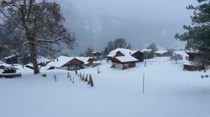 Гриндельвальд, Швейцария 4K Снежная прогулка в зимней стране чудес Красивая швейцарская деревня