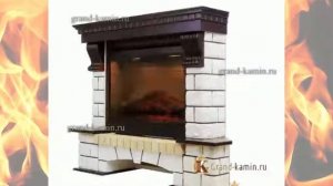 Угловой каминокомплект Pierre Luxe белый (темный дуб) с очагом Symphony 26