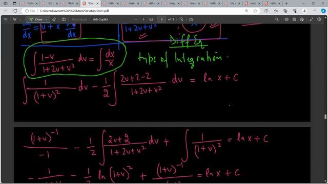 Homogenous Differential Equations | y=vx Method | Class 12  With Example | Type 2