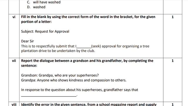 sample paper class 10 english 2023 section b grammar