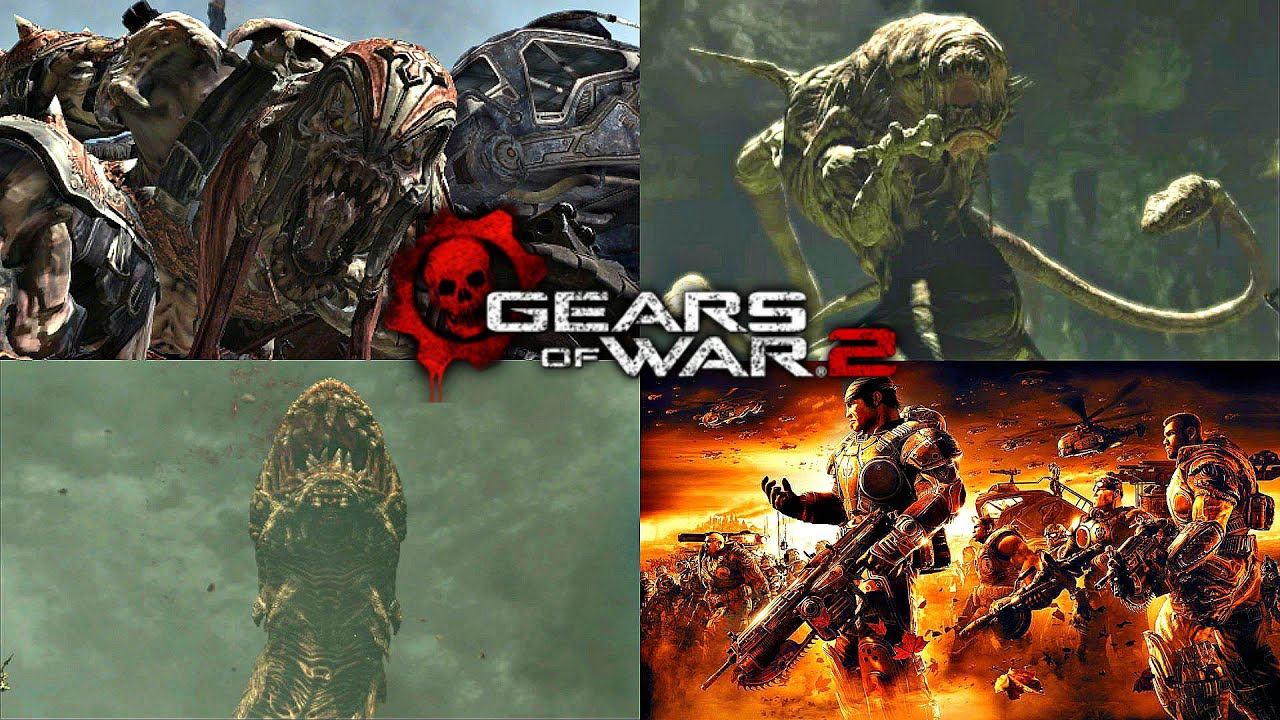 Gears of War 2 - ALL BOSS BATTLES (2008)