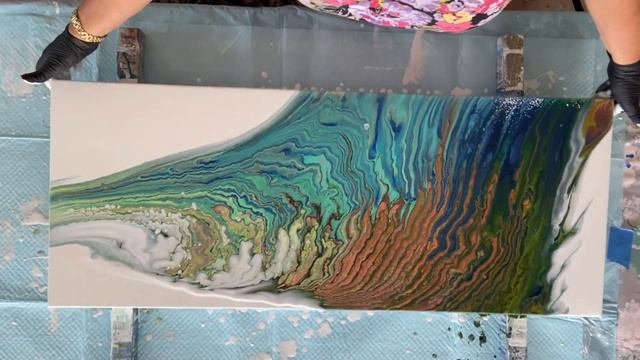 16x20 Gradient rainbow straight pour with Cloud and Pearl mix смотреть онлайн
