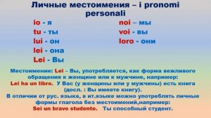 Итальянский язык.Местоимения - i pronomi personali