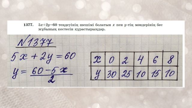 Математика 6 сынып 10.1 Сабақ Екі айнымалысы бар сызықтық теңдеу 1365 – 1389 есеп #математика6сынып