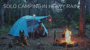 SOLO CAMPING IN HEAVY RAIN - RELAXING IN THE TENT - ASMR