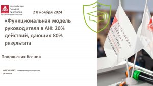 Подольских Ксения: Функциональная модель руководителя в Агентстве недвижимости