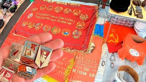 Куча значков СССР на Барахолке. Блошиный рынок Санкт-Петербурга