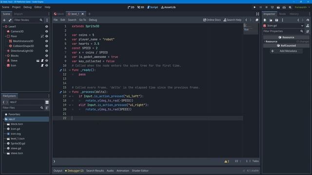 Godot 4 3D Platformer Lesson #5: Coding 101 (Part 2)