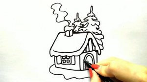 Как нарисовать ДОМ ЗИМОЙ/ Мультик раскраска ДОМ / Нарисуй Ка