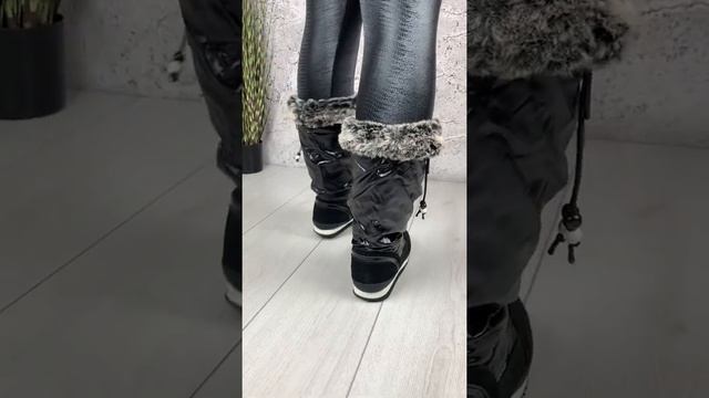 Зимние ботинки дутики Prima Darte очень теплые  | Полусапожки дутые на меху из плащевки смотреть онлайн