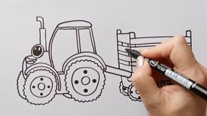 Как нарисовать СИНИЙ ТРАКТОР С ПРИЦЕПОМ / раскраска для детей / Нарисуй Ка