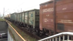 Тепловоз 2ТЭ116-1391 с грузовым поездом. О.п. Ленинский проспект 2017