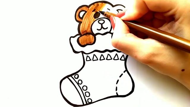 НОВОГОДНИЙ НОСОК С ПОДАРКОМ / раскраска / Нарисуй Ка смотреть онлайн