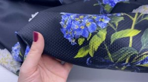 Шёлк чёрного цвета с принтом цветы гортензии 46567