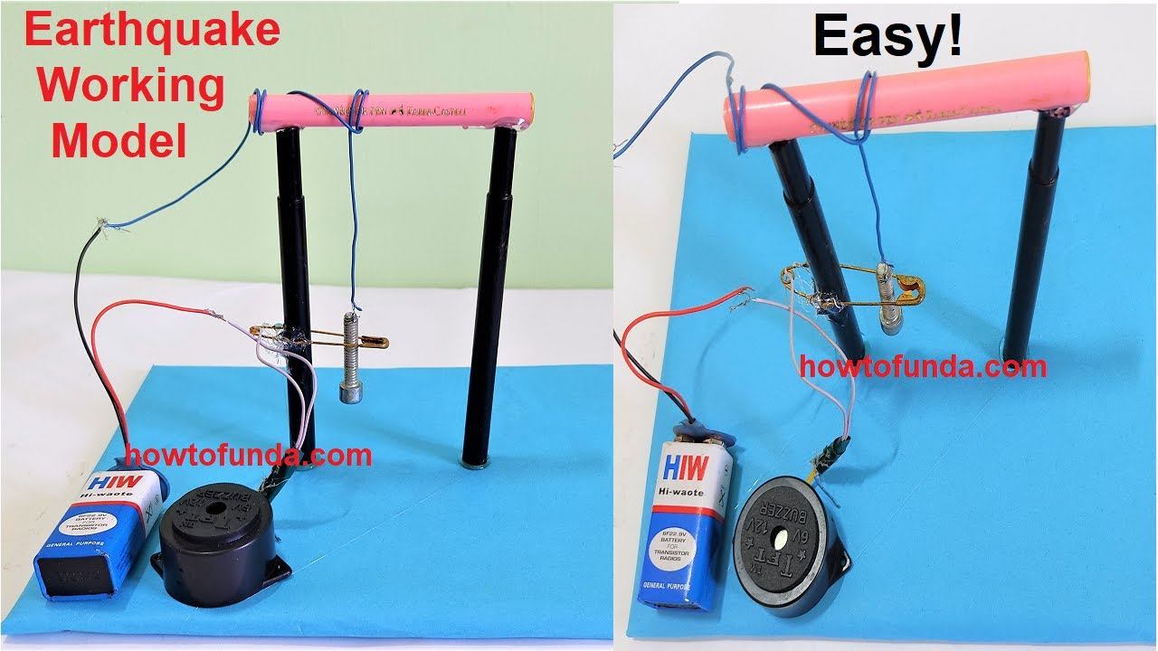 earthquake alarm working model - inspire award social science project  new design | howtofunda
