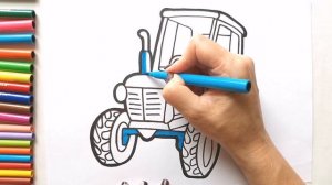 Как нарисовать СИНИЙ ТРАКТОР ДЛЯ ДЕТЕЙ / раскраска для детей / Нарисуй Ка