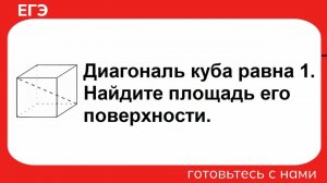 Диагональ куба равна 1. Найдите площадь его поверхности. ЕГЭ / ПРОФИЛЬ / СТЕРЕОМЕТРИЯ