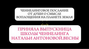 Ченнелинговое послание от души о смысле воплощения на планете Земля || Автор:  Наталья Булатова