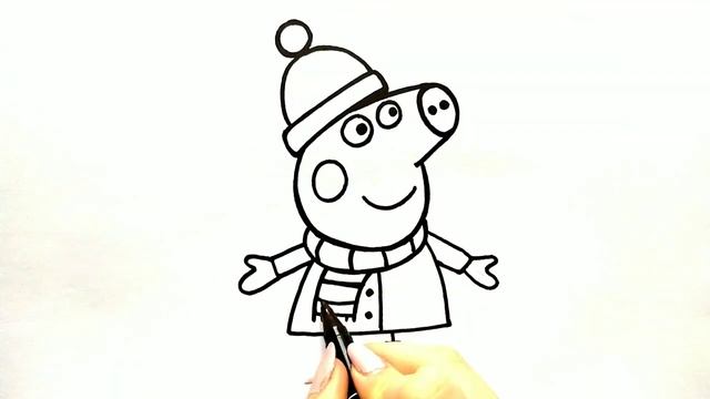 СВИНКА ПЕППА ОДЕЛА ЗИМНЮЮ ОДЕЖДУ / раскраска / Нарисуй Ка смотреть онлайн