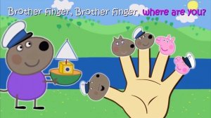 Peppa pig dog 4 finger family dancing kid tv