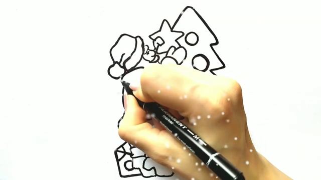 ДЕД МОРОЗ НАРЯЖАЕТ ЁЛОЧКУ / раскраска / Нарисуй Ка смотреть онлайн