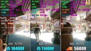 i5 11400F vs i5 10400F vs Ryzen 5 5600X - Test in 8 Games