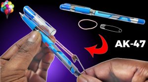 How to make Gun with Pen, Safety pin and Rubber Band | pen gun