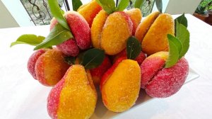 Şaftalı və Armud şirniyyatının hazırlanması.Karamelli Armud ve şaftalı şirniyyatı🍑🍐 💯🔥🔥.