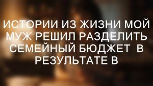 Истории из жизни Мой муж решил разделить семейный бюджет  В результате в