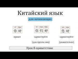 Китайский язык с нуля.Урок 8 приветствие на китайском.