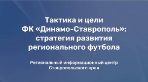 Тактика и цели ФК «Динамо-Ставрополь»: стратегия развития регионального футбола