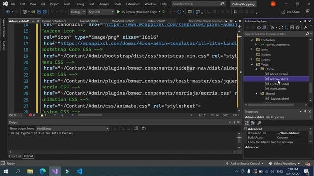 How To Add Complete Website Template In ASP.Net MVC #4
