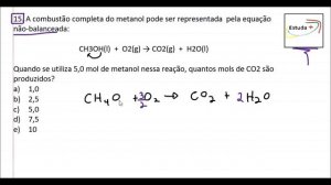 Quando se utiliza 5,0 mol de metanol nessa reação, quantos mols de CO2 são produzidos?